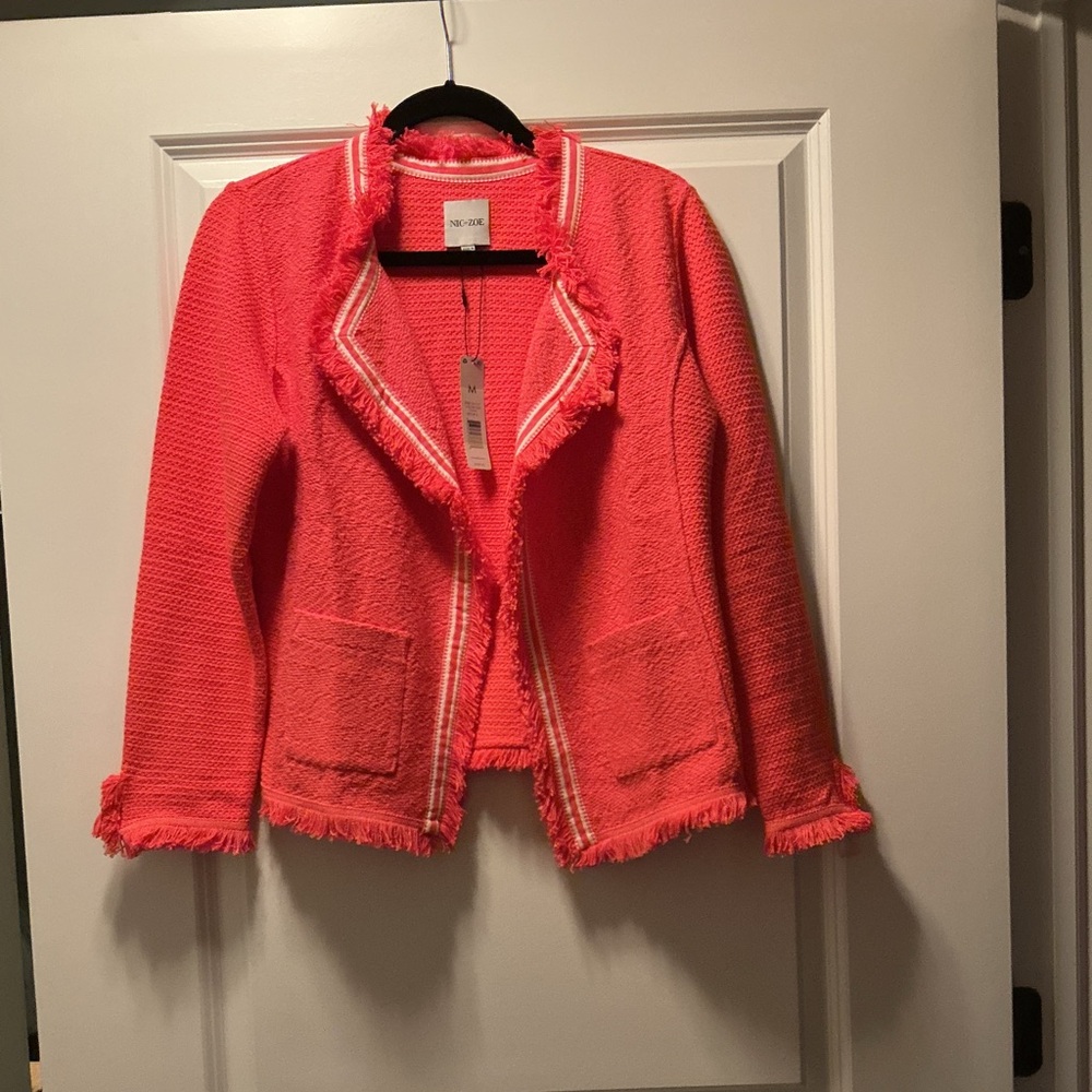 NIC+ZOE Coral Blazer with White Trim - NWT- Sz M